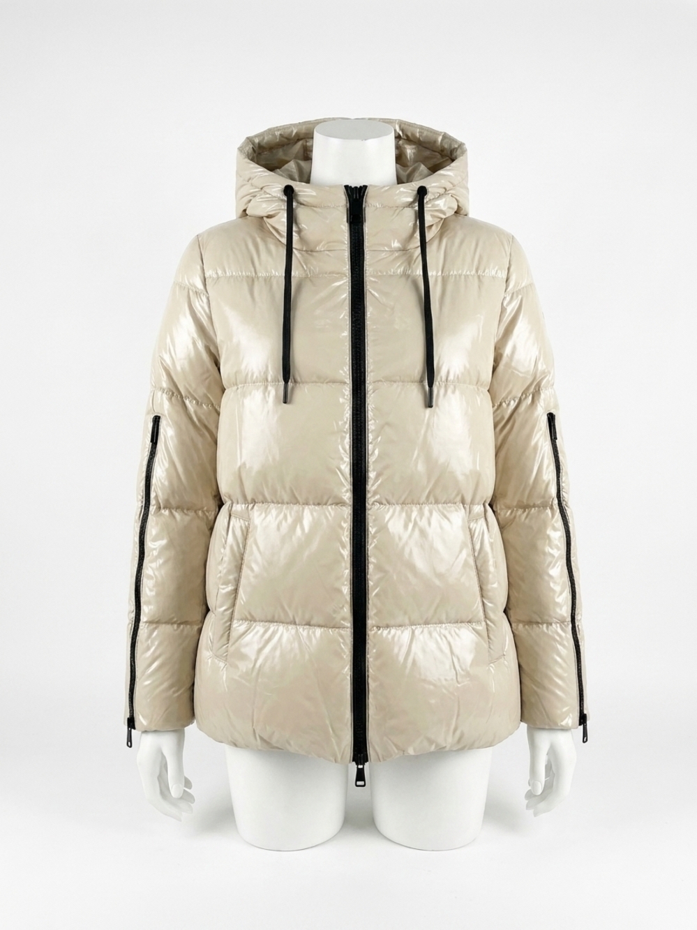 NEW HERNO women's hooded puffer jacket in cream